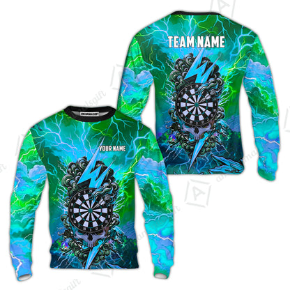Custom Darts Team Jersey, Personalized Lightning Skull Dart Polo Shirt For Players With Name & Team Name