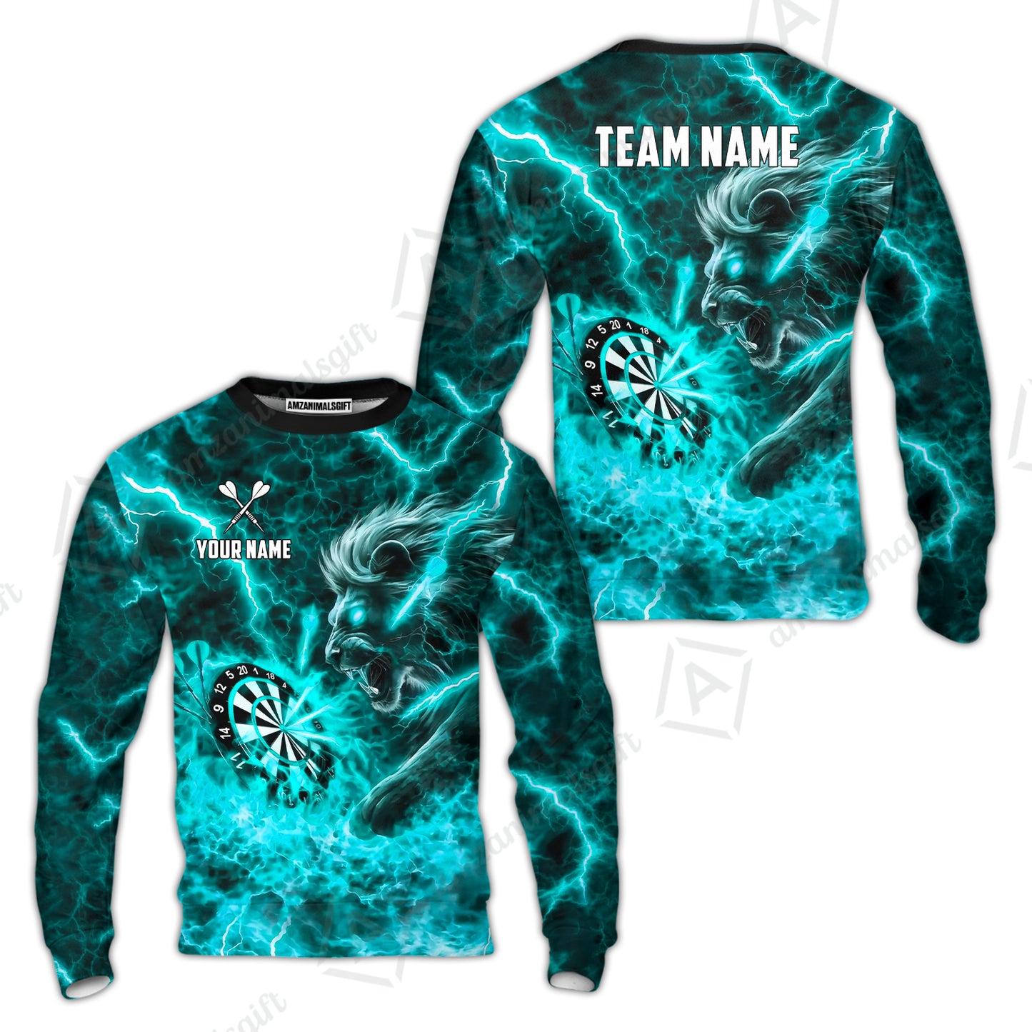 Custom Darts Team Jersey, Personalized Lightning Lion Jersey Shirt For Players With Name & Team Name
