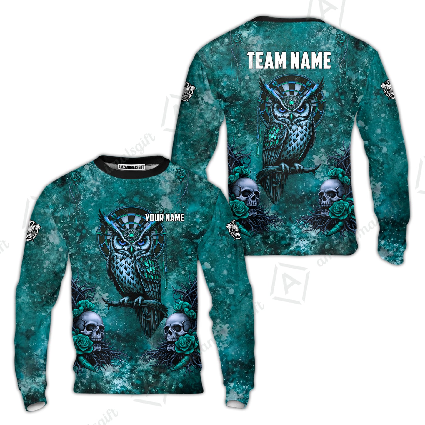 Custom Darts Team Jersey, Personalized Spooky Owl Jersey Shirt For Players With Name & Team Name