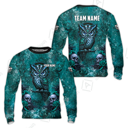 Custom Darts Team Jersey, Personalized Spooky Owl Jersey Shirt For Players With Name & Team Name