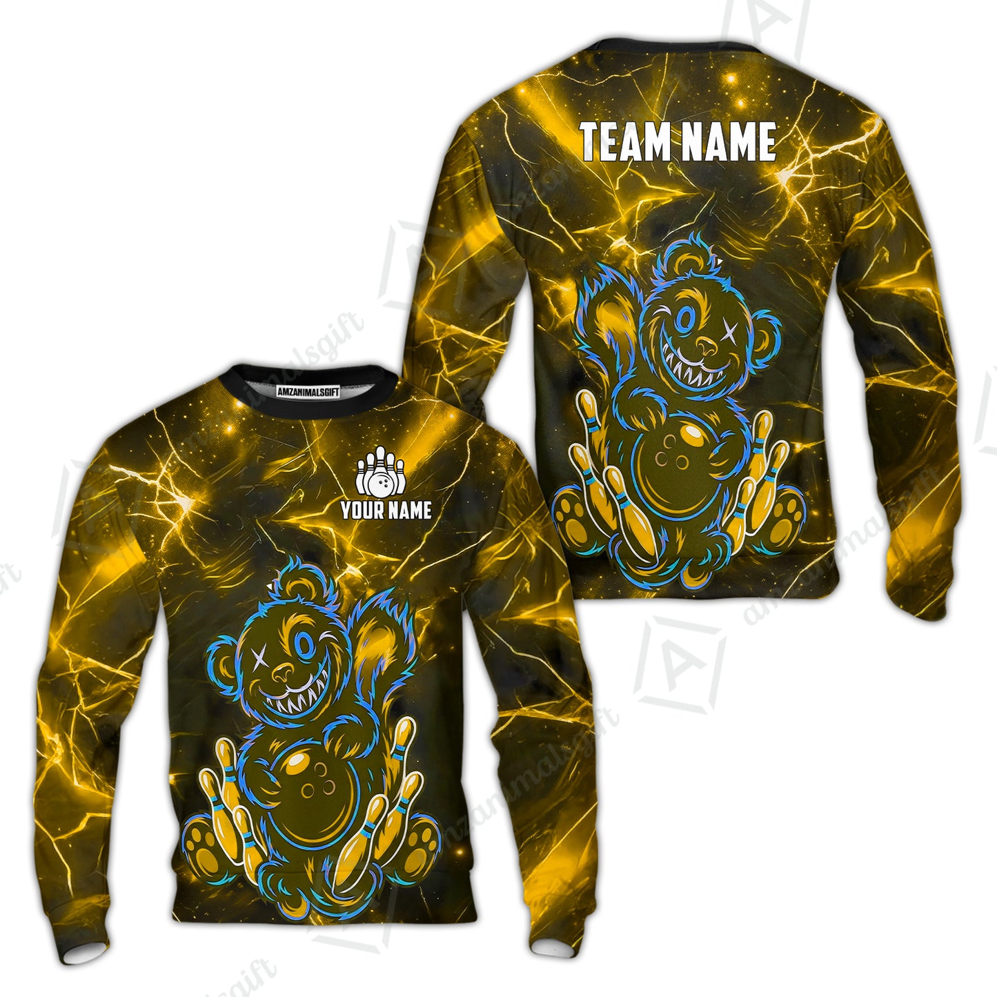 Custom Creepy Teddy Bowling Jersey Polo Shirt, Custom Creepy Teddy Bowling Jersey Team Shirt For Players With Name & Team Name