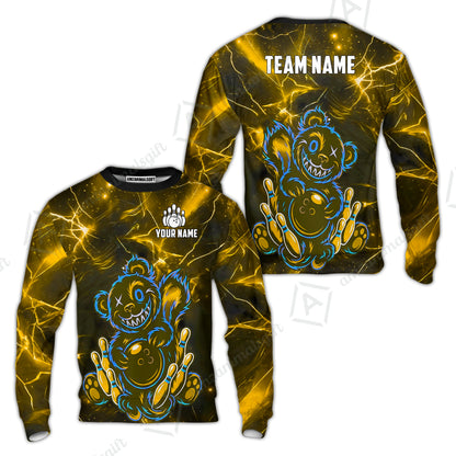 Custom Creepy Teddy Bowling Jersey Polo Shirt, Custom Creepy Teddy Bowling Jersey Team Shirt For Players With Name & Team Name