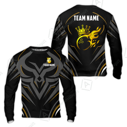 Custom Bowling Jersey Polo Shirt, Crowned Bowling Ball, Custom Bowling Jersey Team Shirt For Players With Name & Team Name