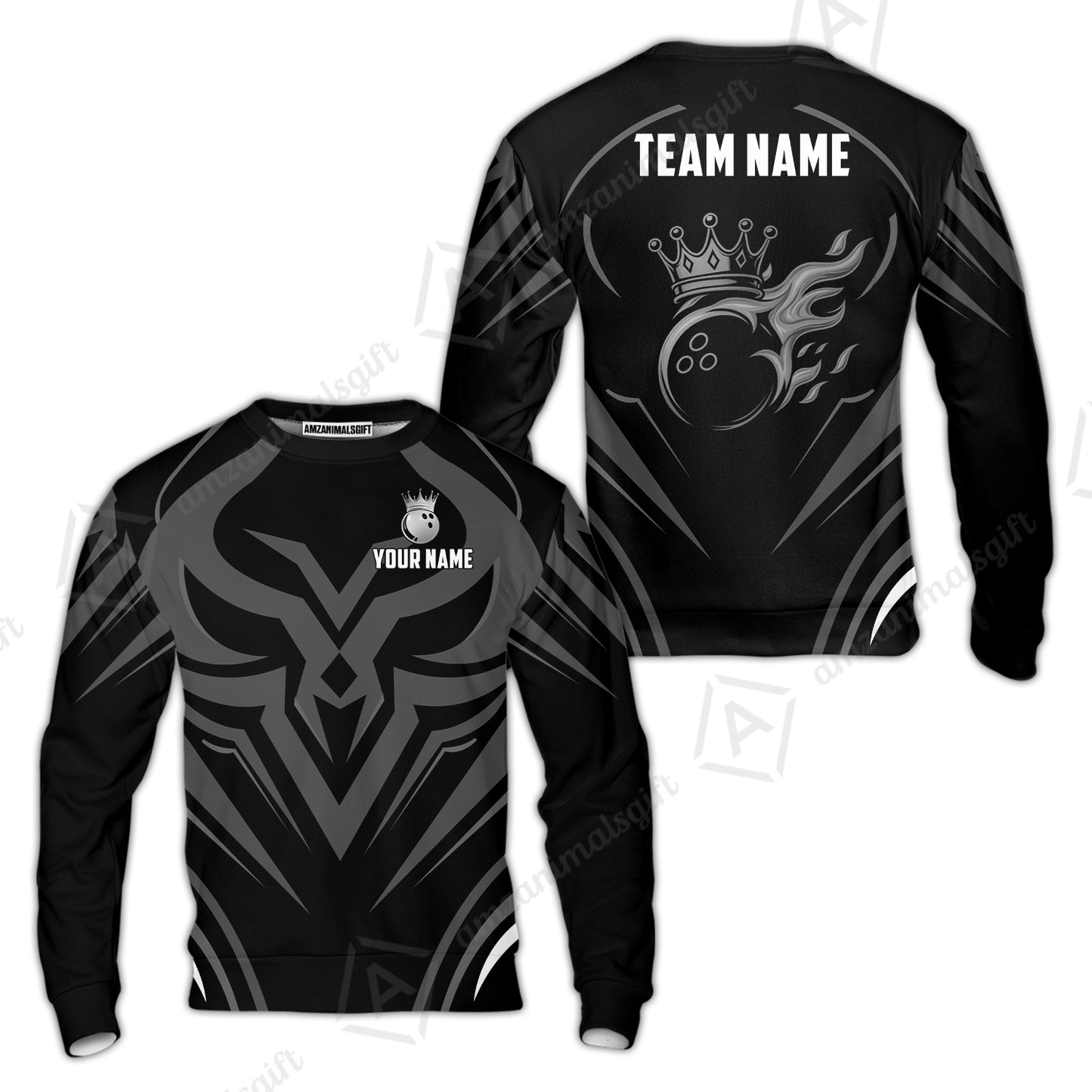 Custom Bowling Jersey Polo Shirt, Crowned Bowling Ball, Custom Bowling Jersey Team Shirt For Players With Name & Team Name