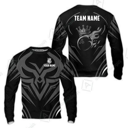 Custom Bowling Jersey Polo Shirt, Crowned Bowling Ball, Custom Bowling Jersey Team Shirt For Players With Name & Team Name