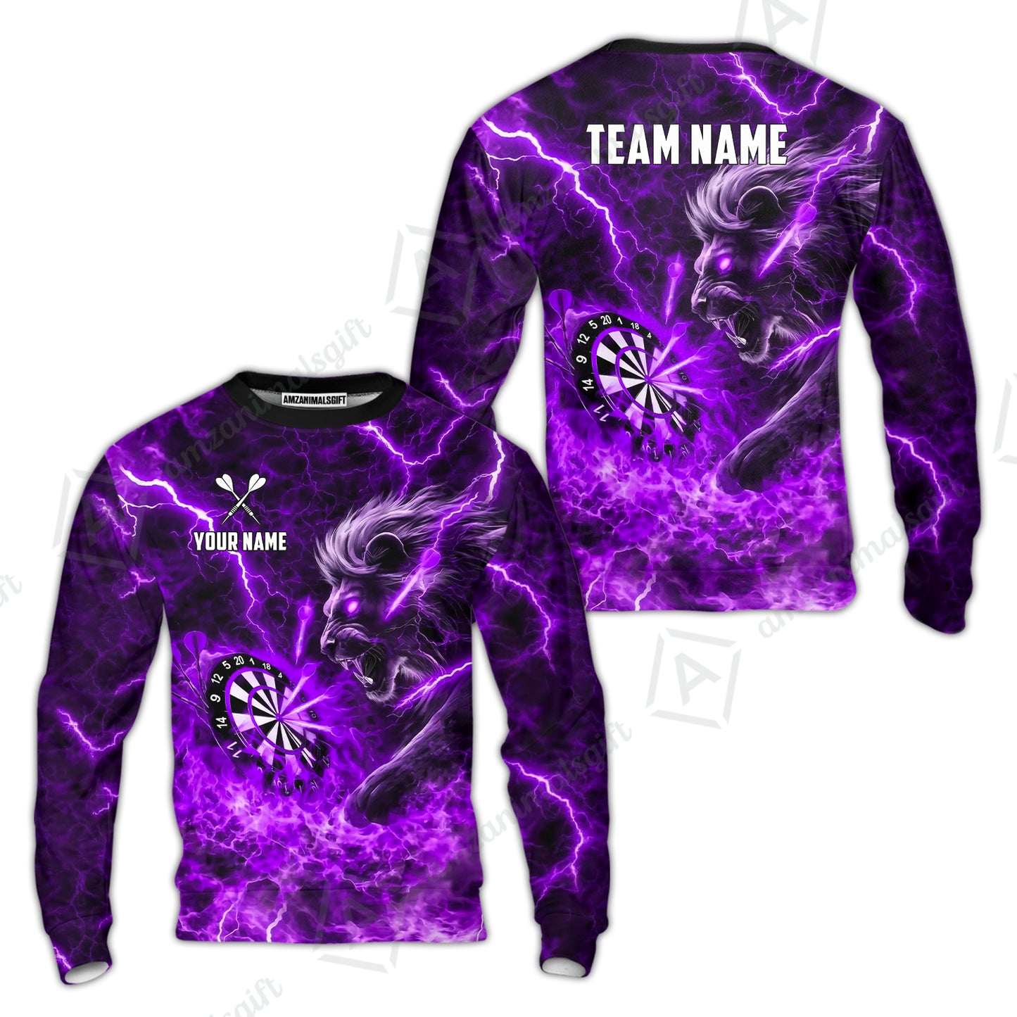 Custom Darts Team Jersey, Personalized Lightning Lion Jersey Shirt For Players With Name & Team Name