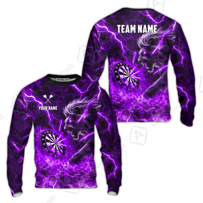 Custom Darts Team Jersey, Personalized Lightning Lion Jersey Shirt For Players With Name & Team Name