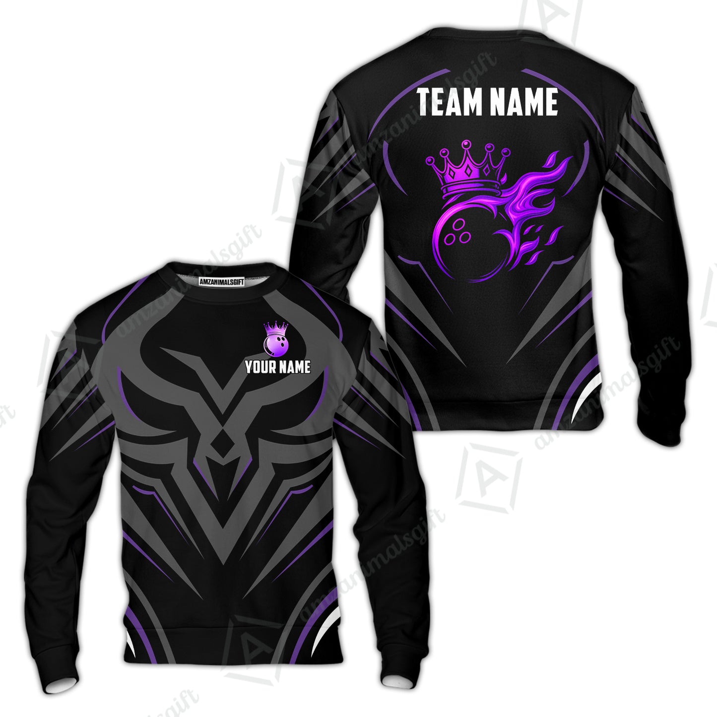 Custom Bowling Jersey Polo Shirt, Crowned Bowling Ball, Custom Bowling Jersey Team Shirt For Players With Name & Team Name