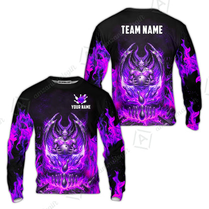 Custom Hellfire Bowling Jersey Polo Shirt, Custom Hellfire Bowling Jersey Team Shirt For Players With Name & Team Name