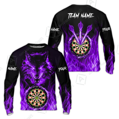 Custom Darts Jersey Polo Shirt, Dartboard Fierce Wolf Design, Uniform Dart - Personalized Name And Team Name