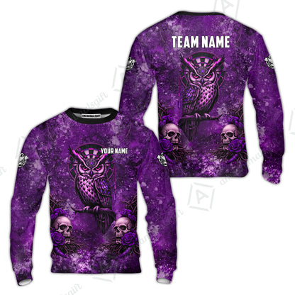 Custom Darts Team Jersey, Personalized Spooky Owl Jersey Shirt For Players With Name & Team Name