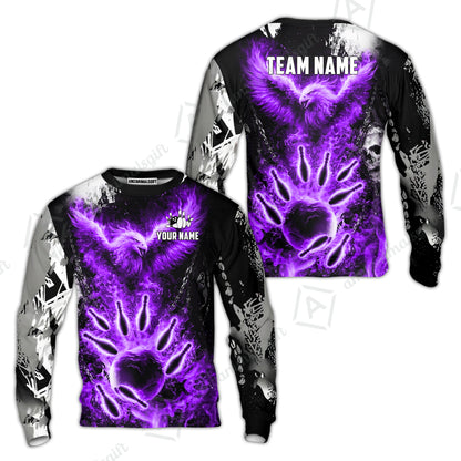 Custom Bowling Jersey Polo Shirt, Flaming Phoenix Bowling, Custom Bowling Jersey Team Shirt For Players With Name & Team Name