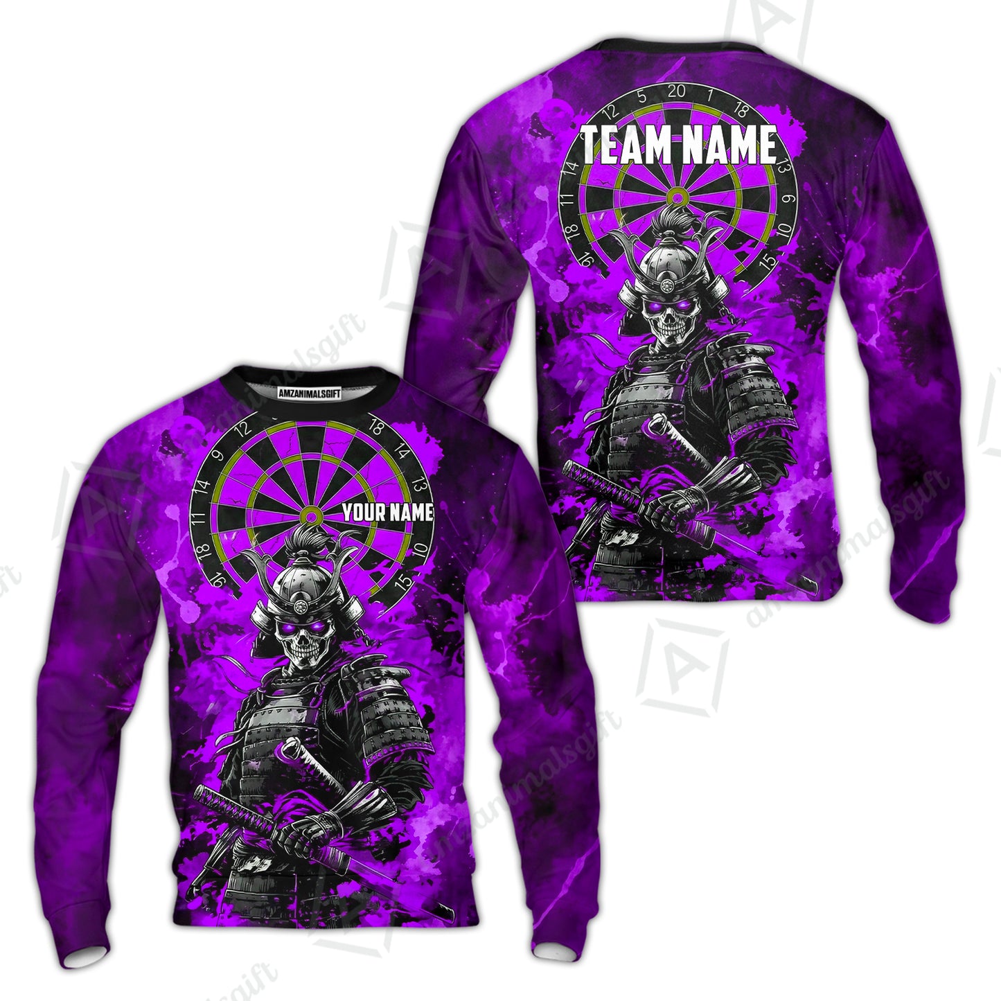 Custom Darts Team Jersey, Personalized Skull Samurai Dartboard Dart Polo Shirt For Players With Name & Team Name
