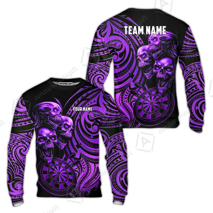 Custom Darts Team Jersey, Personalized Neon Skull Jersey Shirt For Players With Name & Team Name