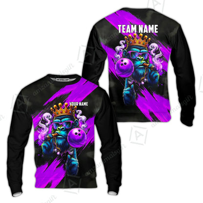 Custom Bowling Jersey Polo Shirt, Gorilla Boss King, Custom Bowling Jersey Team Shirt For Players With Name & Team Name