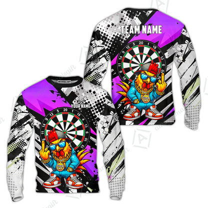 Custom Darts Team Jersey, Personalized Street Rebel Rooster Darts Polo Shirt For Players With Name & Team Name