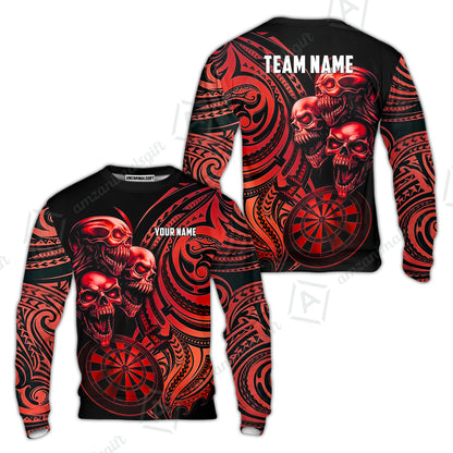 Custom Darts Team Jersey, Personalized Neon Skull Jersey Shirt For Players With Name & Team Name