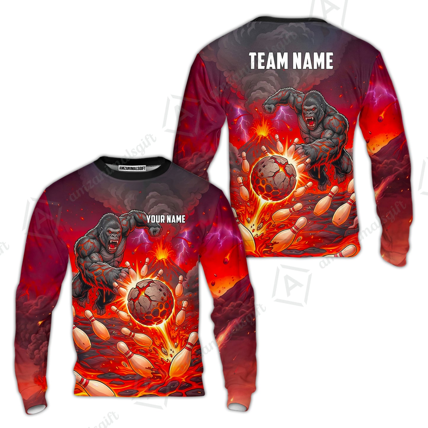 Custom Bowling Jersey Polo Shirt, Fierce Gorilla Strike Bowling, Custom Bowling Jersey Team Shirt For Players With Name & Team Name