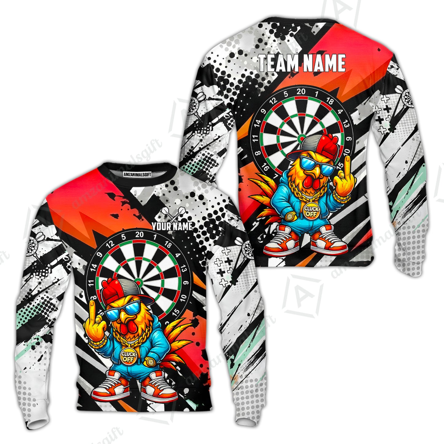 Custom Darts Team Jersey, Personalized Street Rebel Rooster Darts Polo Shirt For Players With Name & Team Name