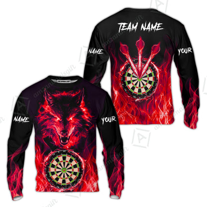 Custom Darts Jersey Polo Shirt, Dartboard Fierce Wolf Design, Uniform Dart - Personalized Name And Team Name