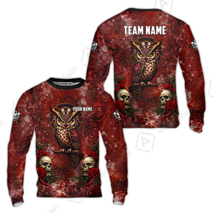 Custom Darts Team Jersey, Personalized Spooky Owl Jersey Shirt For Players With Name & Team Name