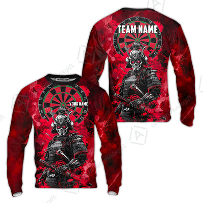 Custom Darts Team Jersey, Personalized Skull Samurai Dartboard Dart Polo Shirt For Players With Name & Team Name
