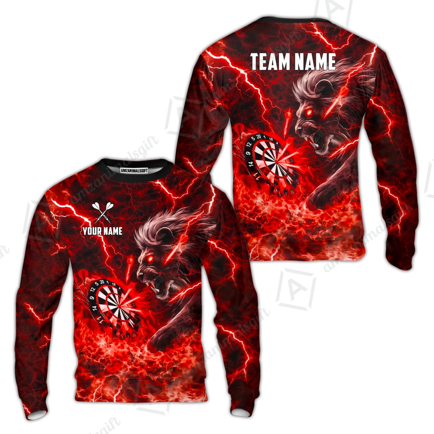 Custom Darts Team Jersey, Personalized Lightning Lion Jersey Shirt For Players With Name & Team Name