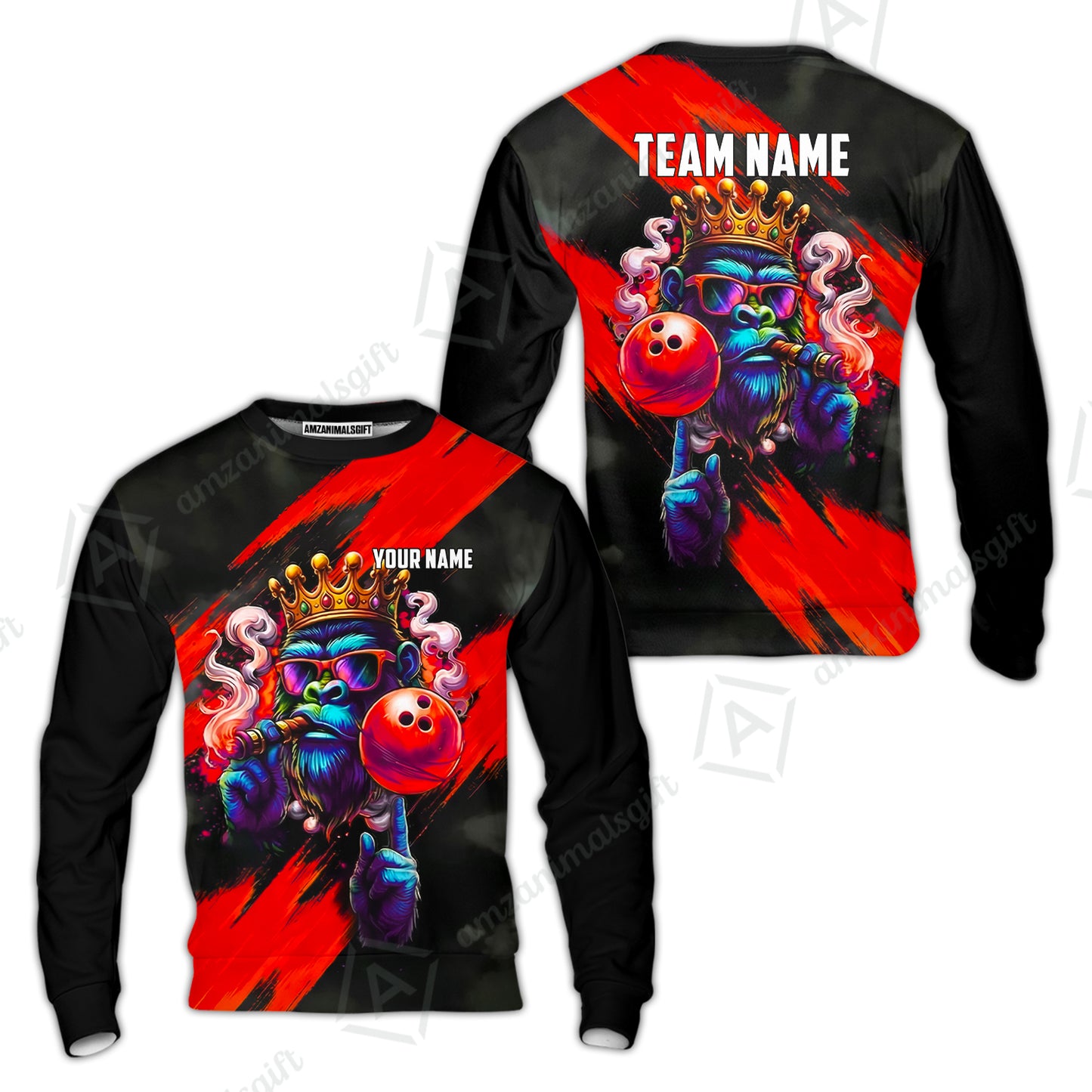 Custom Bowling Jersey Polo Shirt, Gorilla Boss King, Custom Bowling Jersey Team Shirt For Players With Name & Team Name