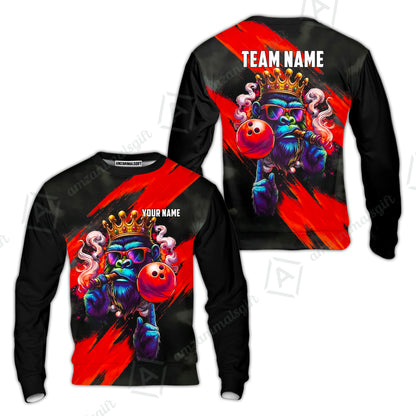 Custom Bowling Jersey Polo Shirt, Gorilla Boss King, Custom Bowling Jersey Team Shirt For Players With Name & Team Name