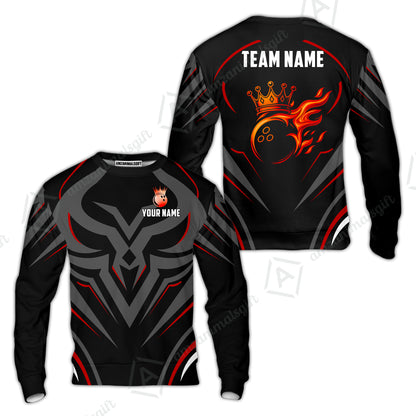 Custom Bowling Jersey Polo Shirt, Crowned Bowling Ball, Custom Bowling Jersey Team Shirt For Players With Name & Team Name