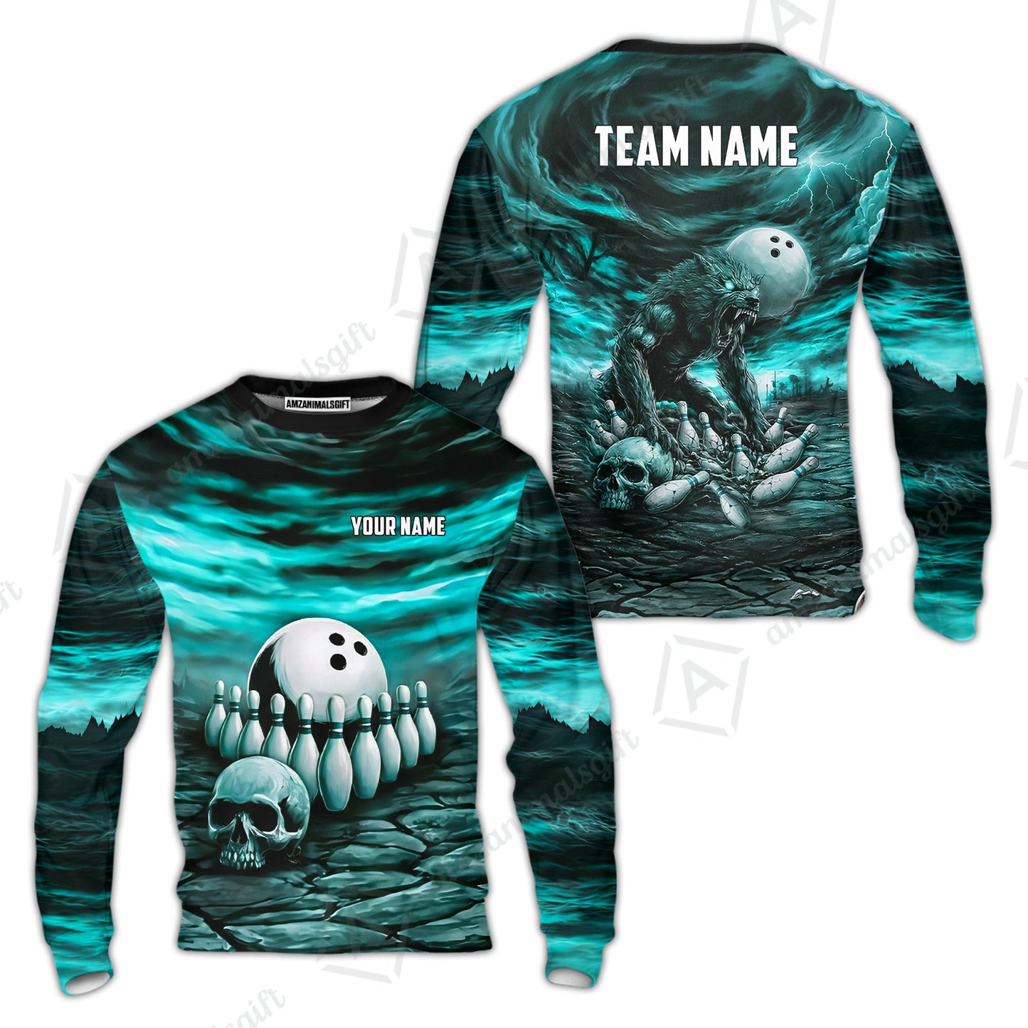 Custom Full Moon Werewolf Bowling Jersey Polo Shirt, Custom Full Moon Werewolf Bowling Jersey Team Shirt For Players With Name & Team Name