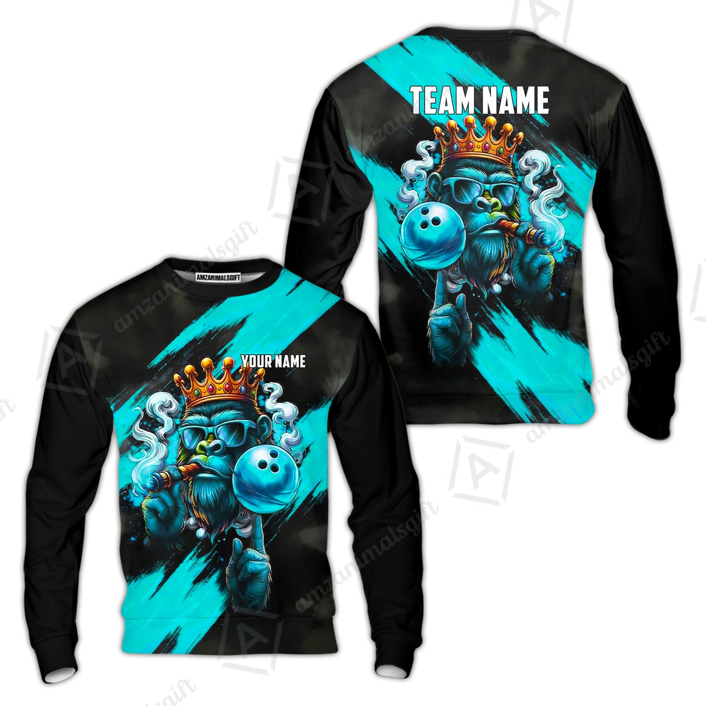 Custom Bowling Jersey Polo Shirt, Gorilla Boss King, Custom Bowling Jersey Team Shirt For Players With Name & Team Name