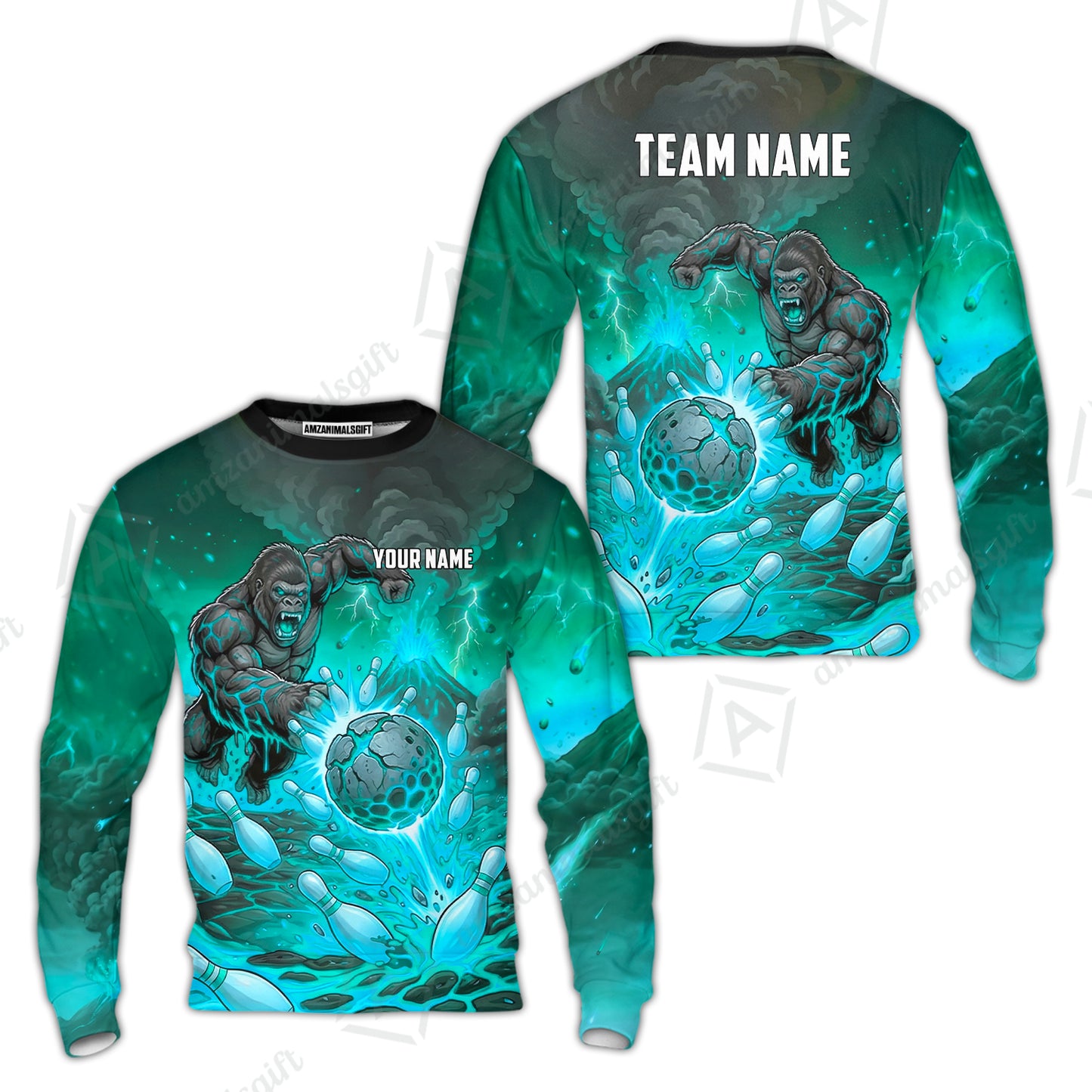Custom Bowling Jersey Polo Shirt, Fierce Gorilla Strike Bowling, Custom Bowling Jersey Team Shirt For Players With Name & Team Name