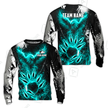 Custom Bowling Jersey Polo Shirt, Flaming Phoenix Bowling, Custom Bowling Jersey Team Shirt For Players With Name & Team Name