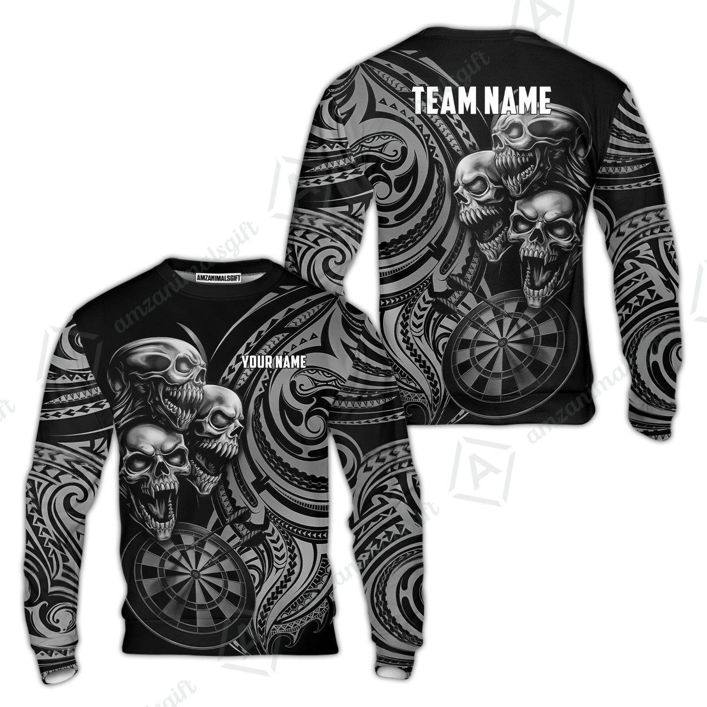 Custom Darts Team Jersey, Personalized Neon Skull Jersey Shirt For Players With Name & Team Name