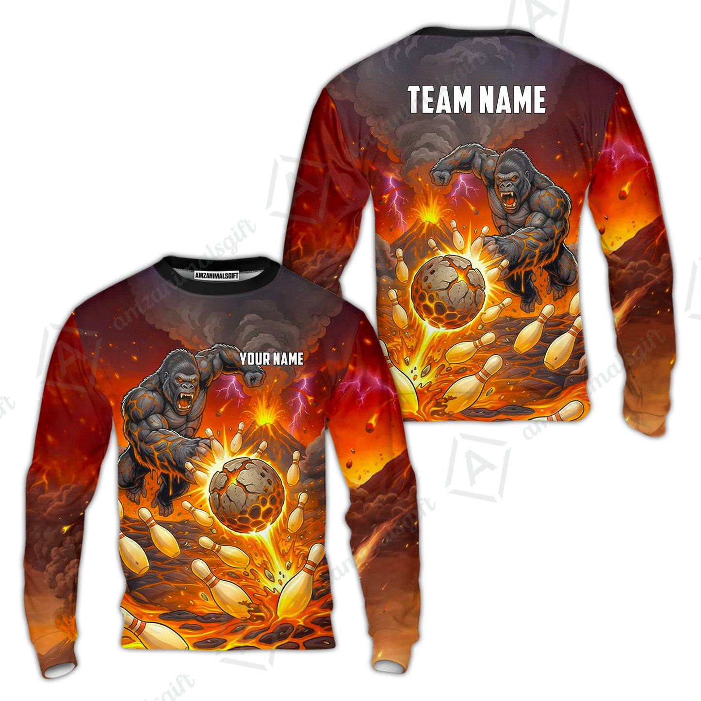 Custom Bowling Jersey Polo Shirt, Fierce Gorilla Strike Bowling, Custom Bowling Jersey Team Shirt For Players With Name & Team Name