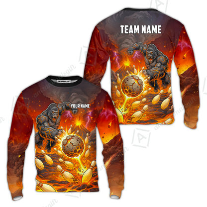 Custom Bowling Jersey Polo Shirt, Fierce Gorilla Strike Bowling, Custom Bowling Jersey Team Shirt For Players With Name & Team Name