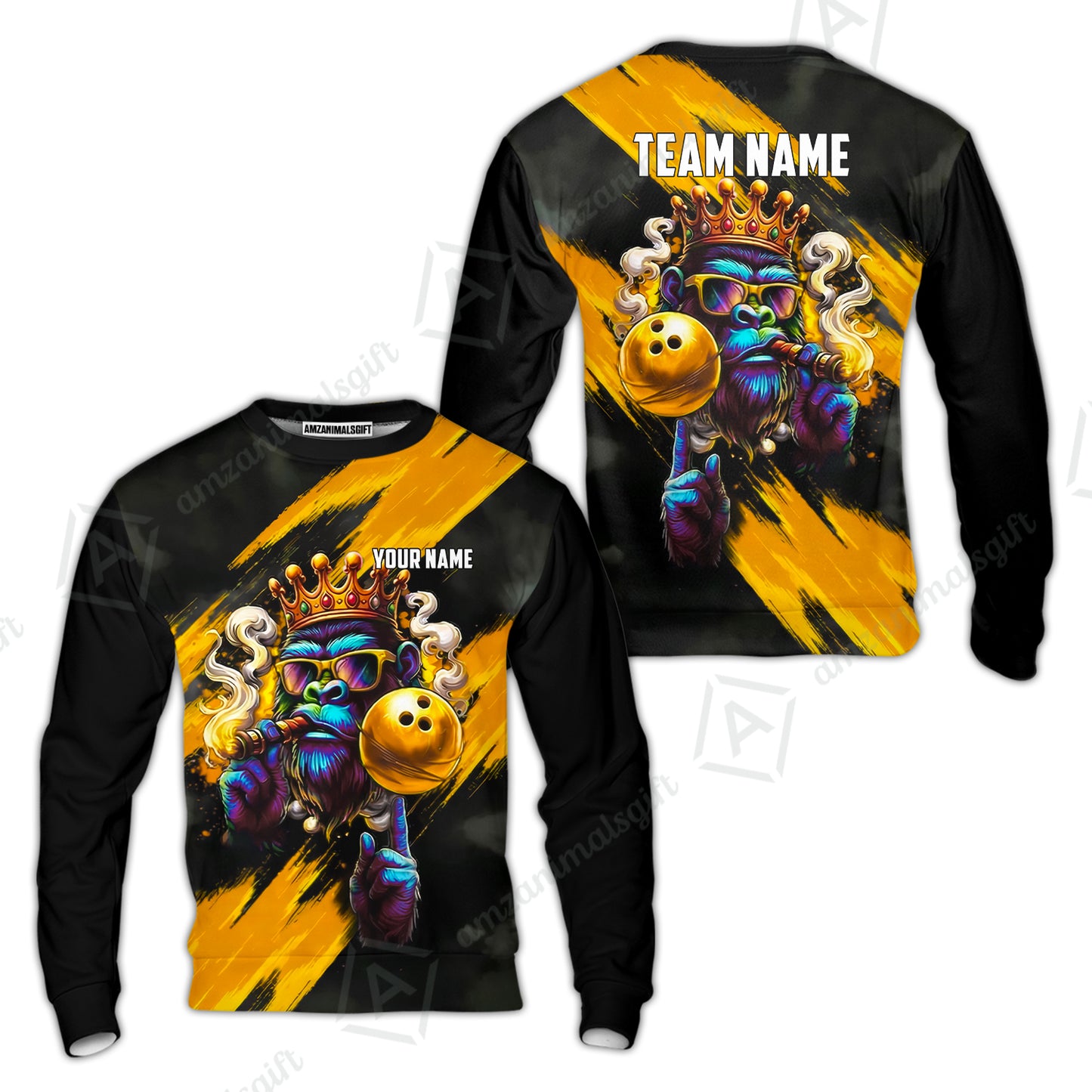 Custom Bowling Jersey Polo Shirt, Gorilla Boss King, Custom Bowling Jersey Team Shirt For Players With Name & Team Name