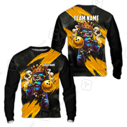 Custom Bowling Jersey Polo Shirt, Gorilla Boss King, Custom Bowling Jersey Team Shirt For Players With Name & Team Name