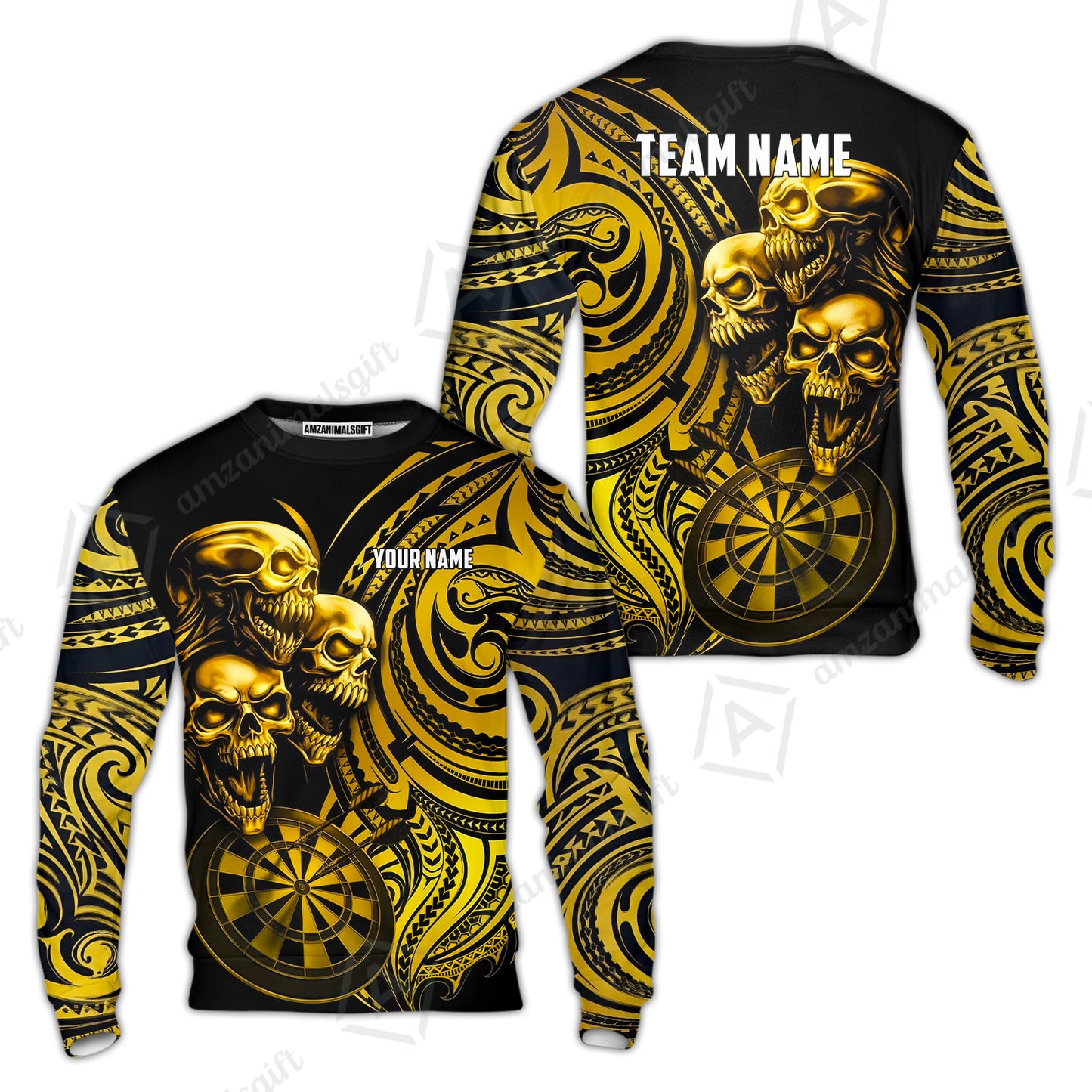 Custom Darts Team Jersey, Personalized Neon Skull Jersey Shirt For Players With Name & Team Name