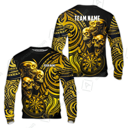 Custom Darts Team Jersey, Personalized Neon Skull Jersey Shirt For Players With Name & Team Name