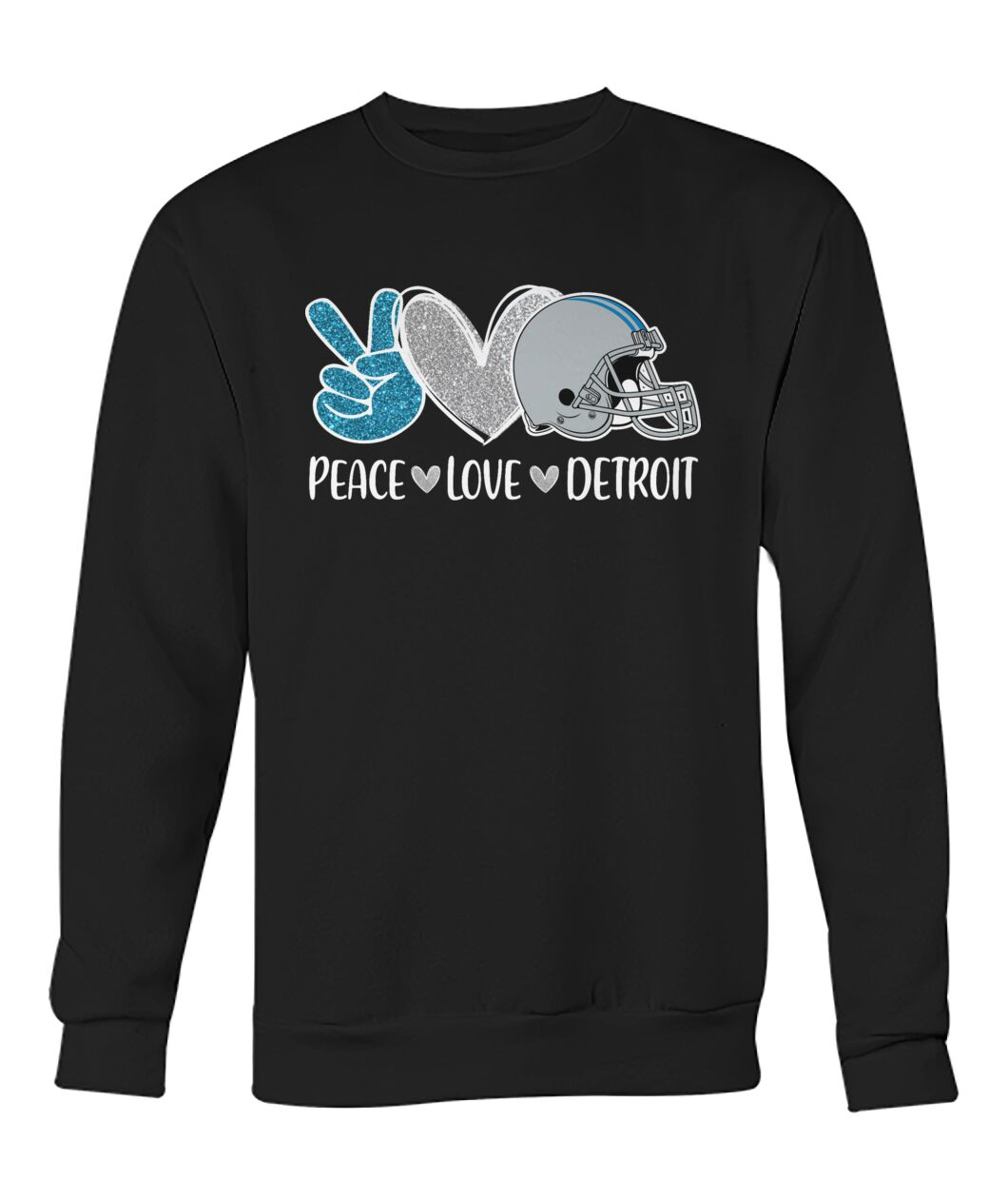 Detroit American Football Peace Silver Blue Sweatshirts, Perfect Outfit For Men Women Family Love Detroit Football Sport Lovers