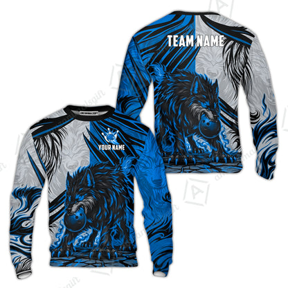 Custom Bowling Jersey Polo Shirt, Lone Wolf Strike & Emerald Frost, Custom Bowling Jersey Team Shirt For Players With Name & Team Name