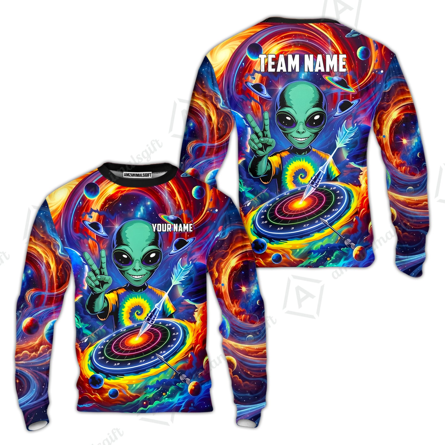 Custom Darts Team Jersey, Personalized Alien Vortex Strike Dart Polo Shirt For Players With Name & Team Name
