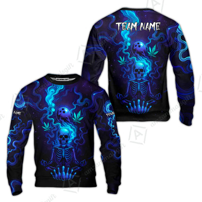 Custom Bowling Team Unisex Polo Shirt, Neon Skull CNB Bowling Custom Shirt Featuring Personalized Name and Team Name