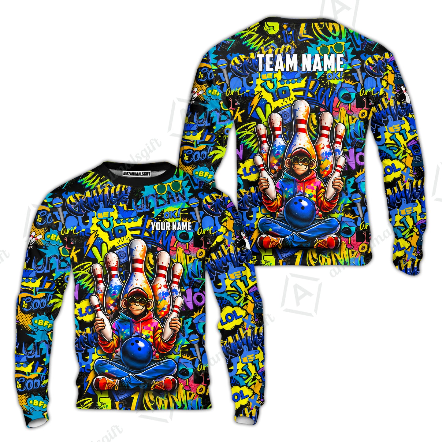 Custom Bowling Jersey Polo Shirt, Master Monkey Juggling, Custom Bowling Jersey Team Shirt For Players With Name & Team Name