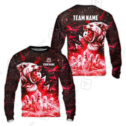 Custom Bowling Jersey Polo Shirt, Arctic Bear & Crystal Galaxy, Custom Bowling Jersey Team Shirt For Players With Name & Team Name