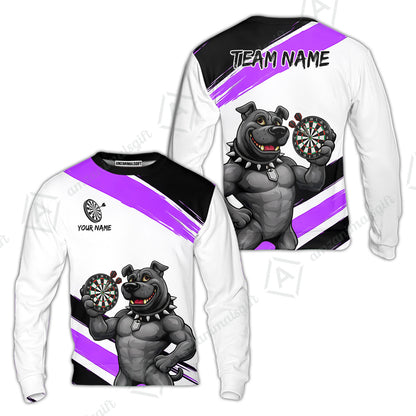 Custom Darts Jersey Polo Shirt, Pitbull Hold Dart Board, Custom Dart Jersey Team Shirt For Players With Name & Team Name