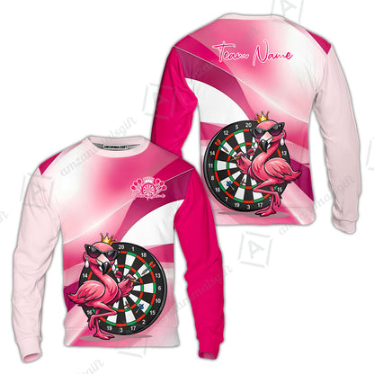Custom Darts Women Polo Shirt, Queen Flamingo Darts, Custom Dart Polo Team Shirt For Players With Name & Team Name