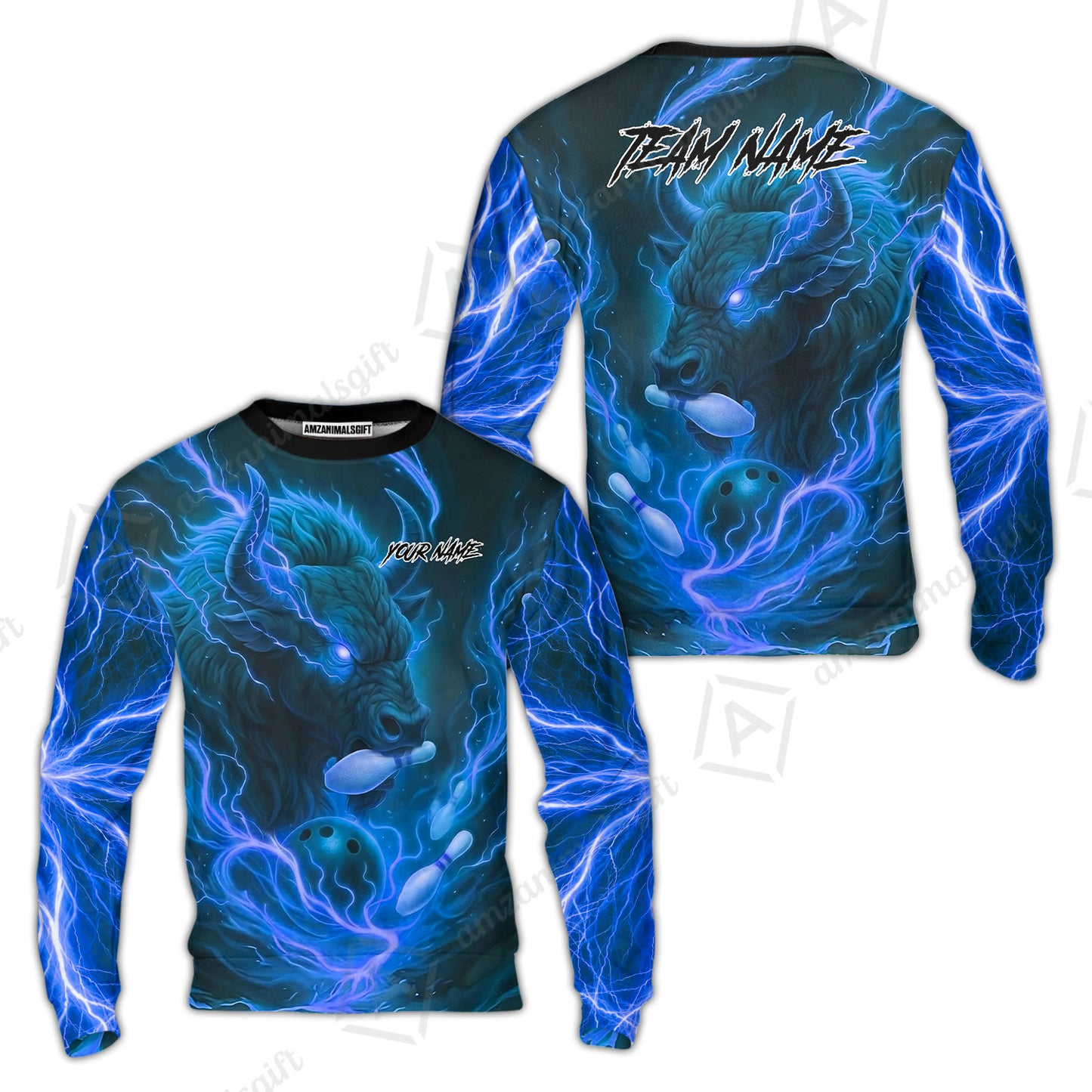 Custom Bowling Jersey Polo Shirt, Charging Bull Bowling Custom Bowling Jersey Team Shirt For Players With Name & Team Name